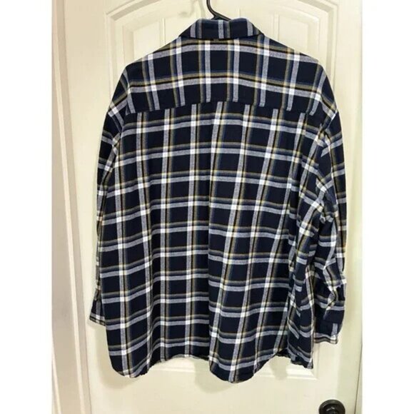 Old Navy Boyfriend Fit NAVY Plaid Flannel Button Down Shirt Size XXL - Picture 2 of 2